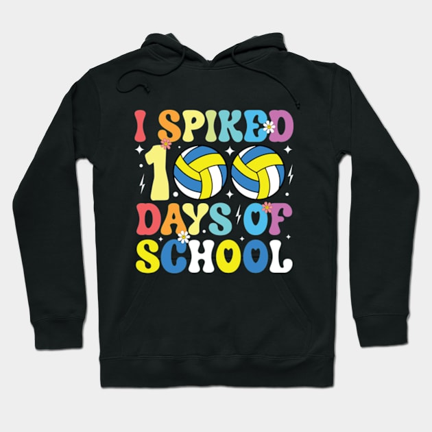 I Spiked 100 Days of School Volleyball Retro Teacher Student Hoodie by RiseInspired